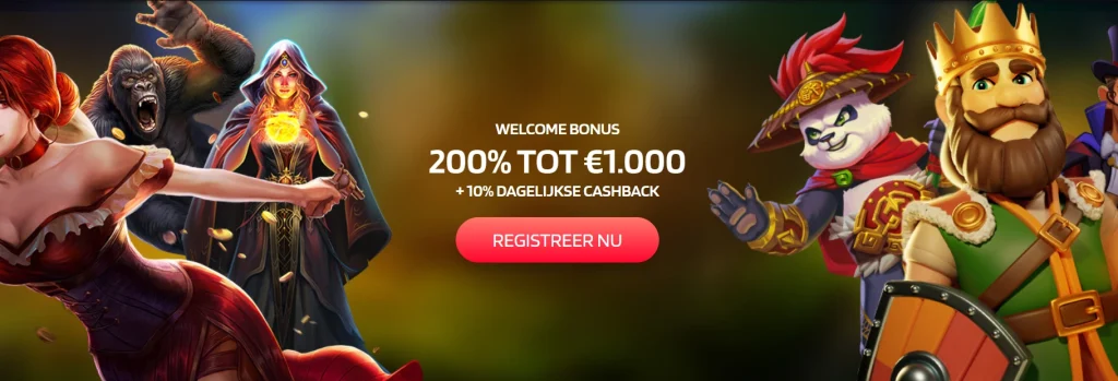 Welkome bonus 200% tot 1.000 euro + 10% dagelijkse cashback